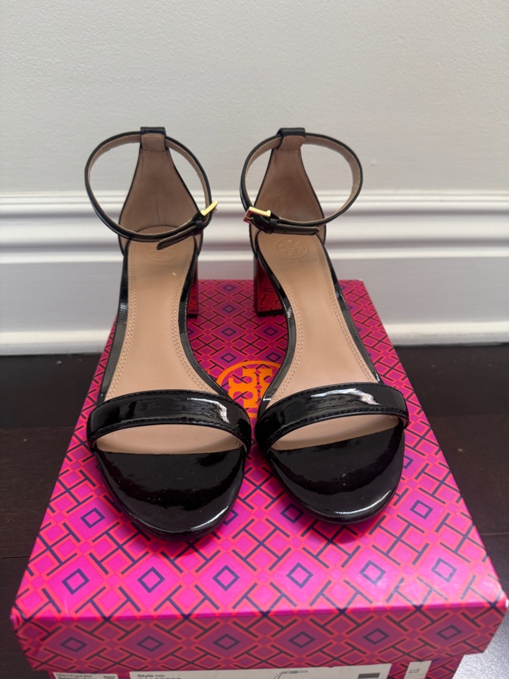 Tory Burch  Cecil 55M Black Patent Leather Sandal